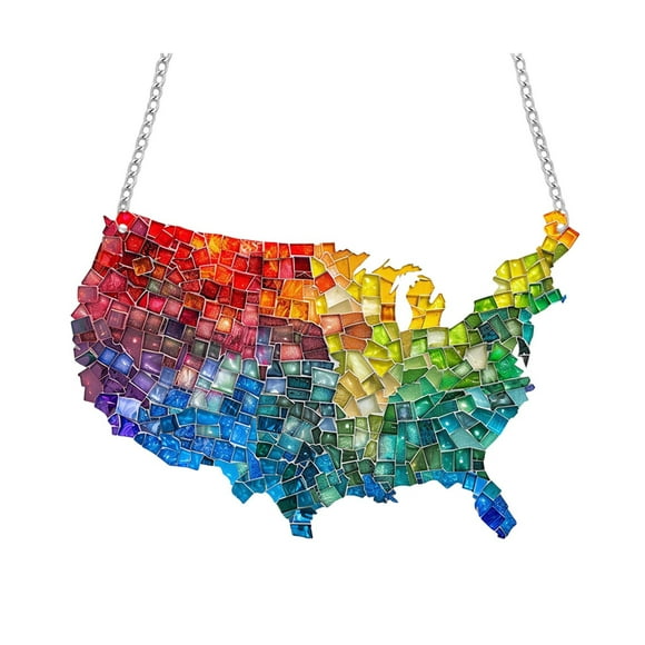 Large Glitter Easter Eggs Christmas Spray Garland Winter Christmas Hanging Snowflake Decorations Rainbow Acrylic USA Map 20x13cm Window Hanging For Independence Day Valentine's & Children's Day