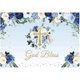 thumbnail image 1 of 7x5FT God Bless Backdrop Baptism Party First Holy Communion Christening Banner Decor Blue Flower Boy Baby Shower Background Favors Gifts Supplies Phot, 1 of 4