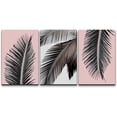 thumbnail image 3 of PixonSign Canvas Print Wall Art Set Trio of Palm Leaves Floral Plants Photography Realism Tropical Closeup Relax/Calm Multicolor Dark Black and White for Living Room, Bedroom, Office - 24"x36"x3, 3 of 5