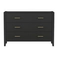 thumbnail image 4 of 6 Drawer Dresser with Metal Handle for Bedroom, Storage Cabinet with Vertical Stripe Finish Drawer, Black, 4 of 9
