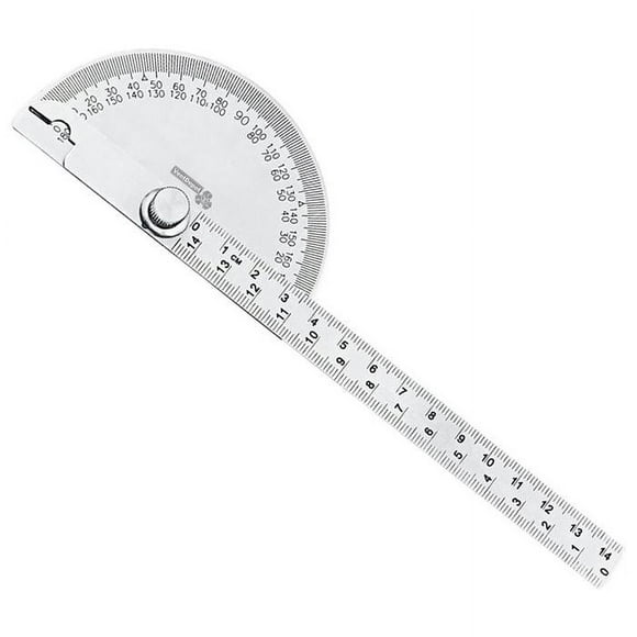 Transportador de ángulos AngleFlex 1Pza 0-180°/180-0° Bidireccional 90x150mm Acero Inoxidable Gris.