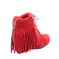 thumbnail image 2 of Glady-23 Women's Casual Fringe Ankle Booties Lace up Low Wedge Shoes ( Red, 7 ), 2 of 2