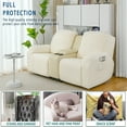 thumbnail image 5 of Eurhowing Recliner Sofa Slipcover for 2-Seater, Ultra-Stretch loveseat Couch Cover with Pockets, Anti-Scratch Furniture Protector, Off-White, 5 of 10