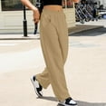 thumbnail image 4 of Biziza Women's Sweatpants High-Waist Baggy Sweatpants for Women Petite Straight Leg Sweatpants Sweatpants Elastic Waist Drawstring with Pockets Light Brown 2XL, 4 of 4