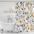 thumbnail image 2 of Yellow Floral Spring Shower Curtain Set - Extra Long 72" x 96" Washable Bathtub Curtain with 12 Hooks, Gray Botanical Summer Pastoral Waterproof Fabric Stall Shower Curtains for Bathroom Décor, 2 of 6