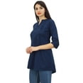 thumbnail image 6 of Phagun Women's Cotton Pink Tuck Navy Blue Blouse 3/4 Sleeve Casual Shirt Top - 4, 6 of 8