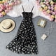 thumbnail image 3 of 2021 verano de malla de cintura alta pequeña margarita honda Floral vestido de las mujeres suelto Retro temperamento delgado una línea de faldapangjing, 3 of 4