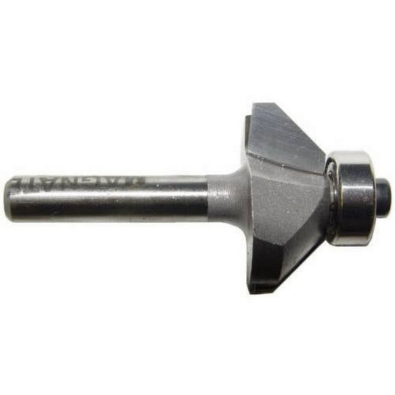Magnate 0901 Chamfer 2 Flute Carbide Tipped Router Bit — 45 Degree; 3/8" Cutting Height; 1/4" Shank Diameter; 1-1/4" Shank Length; 1" Overall Diameter