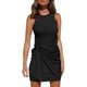 thumbnail image 1 of Vestido de tirantes sin mangas informal de verano para mujer 2022 cuello redondo ceñido al cuerpo fruncido cintura con lazo Mini vestidos Fokelyi WRHS-138-3, 1 of 1