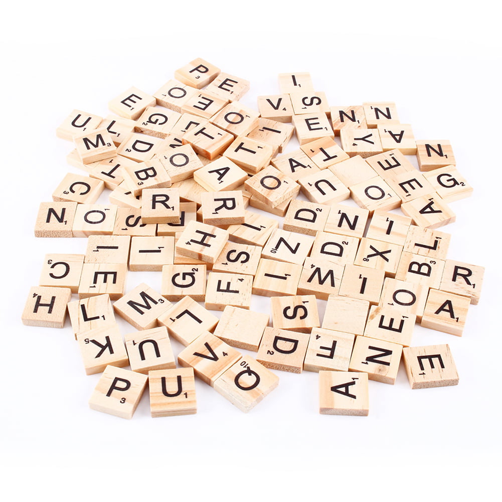 1000PCS Wooden Alphabet Scrabble Quality Tiles Letters Child Spelling Crossword 