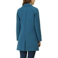 thumbnail image 4 of Allegra K Women's Double Breasted Lapel Raglan Long Sleeve Mid Length Overcoat M Dark Blue Grey, 4 of 7