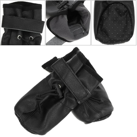 Raindrops 4pcs Sole Pet Shoes Non-slip Shoes Leather Dog Boots Paw Protector for Pet Dog (Black Random Lining Pattern Size 8)