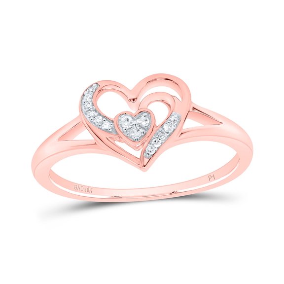 10kt Rose Gold 1/20 Cttw Natural Diamond Heart Wedding Engagement Anniversary Ring, Women Size: 5-9