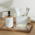 thumbnail image 2 of Juego de accesorios de baño blancos de lujo con dispensador de loción para apartamentos y hogares. 3 piezas, 2 of 9