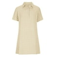 thumbnail image 4 of Uaswgudfs Women's Casual Relaxed Fit Short Sleeve Midi Dress - Button-Front Gingham & Breathable Lightweight Summer Everyday Chic Khaki L, 4 of 7