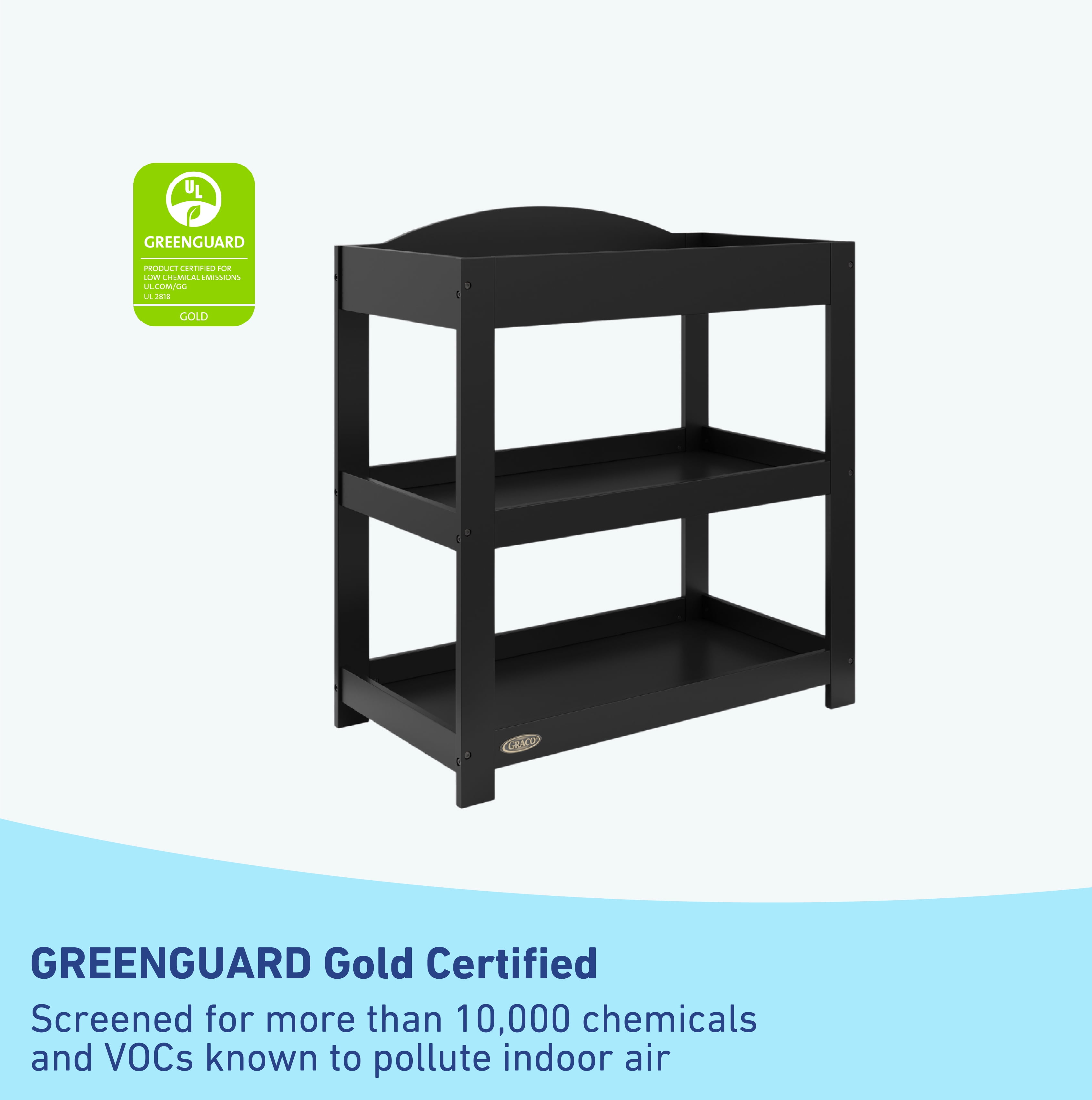 Graco Customizable Infant Changing Table with Changing Pad, Black