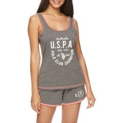 U.S. Polo Assn. Women's 2pc Tank Top and Shorts Lounge Pajama Sleep Set with U.S.P.A. Logo