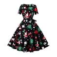thumbnail image 1 of Vestido de fiesta adelgazante de manga corta con cuello cuadrado, estampado navideño, informal y elegante, hasta la rodilla, Carnaval para mujer, 1 of 4