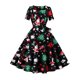 thumbnail image 5 of Vestido de fiesta adelgazante de manga corta con cuello cuadrado, estampado navideño, informal y elegante, hasta la rodilla, Carnaval para mujer, 5 of 5