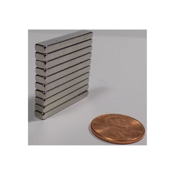 Neodymium Magnets 40mm x 10mm x 4mm Grade N45 Set of 2 Nickel Coated Rare Earth