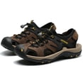 thumbnail image 4 of Men's Closed Toe Leather Sandals Outdoor Hiking Fisherman Shoes Non-Slip Beach Sandal Sport Waterproof Athletic Comfortable Brown 12, 4 of 9