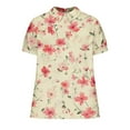 thumbnail image 4 of Linen Tops for Women Summer Collared Short Sleeve Tops Pullover Sweater Blouses Floral Printed Tunic Blouses Baggy Boho Dressy Shirts Going Out Beach Holiday Outfits 2025, 4 of 5