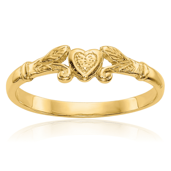 10K Solid Yellow Gold Heart Ring Love Band