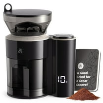 Greater Goods Burr Coffee Grinder, 8 Precise Grind Settings, 3-10 Cup, Espresso, Cupping, AeroPress, V60, Chemex, French Press, Toddy, Adjustable Settings & Built-in Scale (Onyx Black)