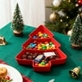thumbnail image 1 of Fwttom 2Pcs Christmas Tree Shaped Fruit Snack Tray with 3 Compartments Suitable for Daily Holiday Decoration, 1 of 6