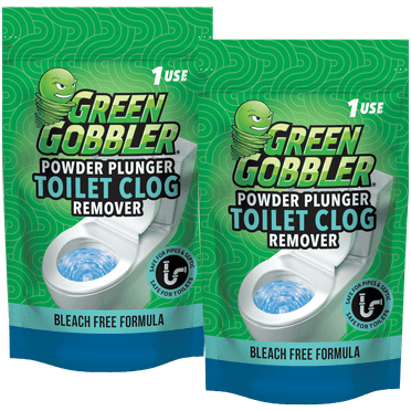 Green Gobbler POWDER PLUNGER Toilet Bowl Clog Remover | Toilet Clog Eliminator | Toilet Plunger - 2 Pack