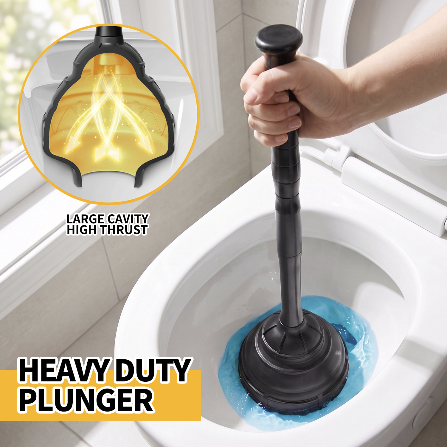 Propuri Heavy Duty Toilet Plunger with Large TPR Cup photo 3