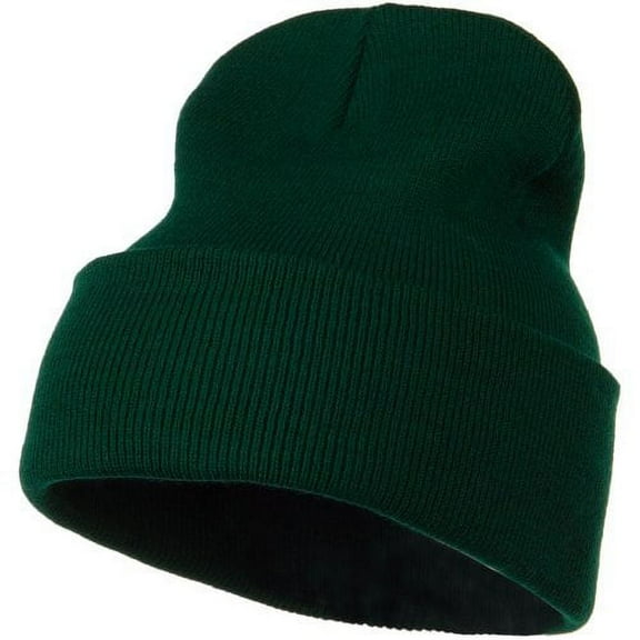 12 Inch Long Knitted Beanie - Dark Green OSFM