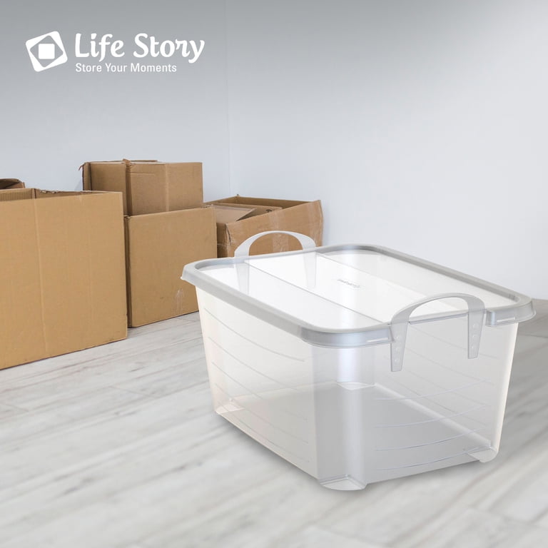 0215-017 Fit Box LIFE STORY 55-Quart Stackable Clear Plastic 