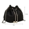 thumbnail image 2 of Yucurem Shiny Rhinestone Chain Crossbody Purse Drawstring Bucket Bag for Daily Shopping Outdoor Travel (Black), 2 of 10