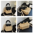 thumbnail image 3 of Granjero Gordo Bolso de mano tejido y bolsas de cosméticos, bolso de mano tejido elegante de playa de verano, bolso de hombro de 6,69 x 2,39 x 6,69 pulgadas (negro), 3 of 4