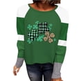 thumbnail image 4 of Cavosen St Patricks Day Casual Blouses for Women Long Sleeve Holiday Shamrock Green Print Blouse Pullover Crewneck Festival Tshirts Blessed Vacation Fashion Tops Dressy Tees S, 4 of 5