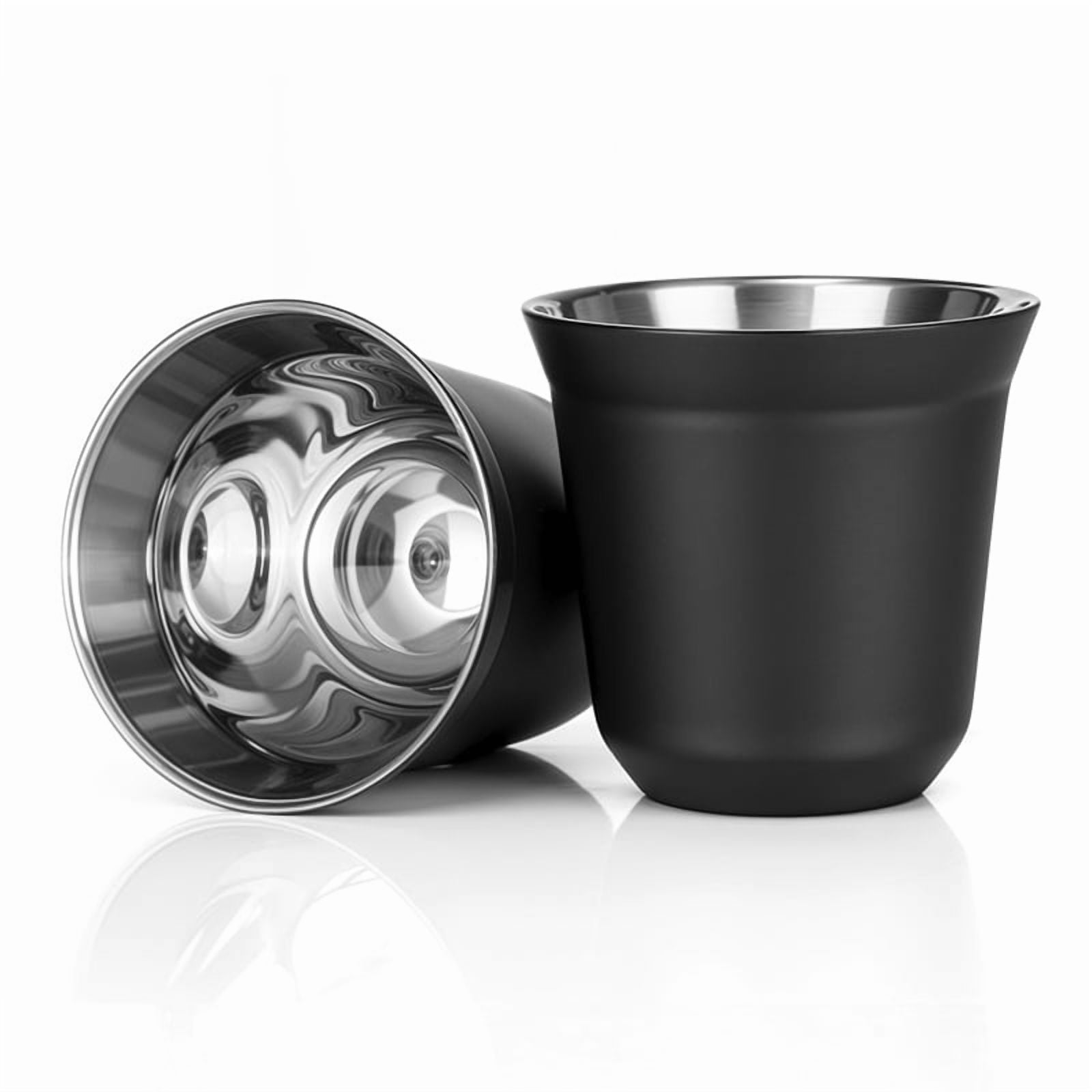 80ml Stainless Steel Espresso Cups Set - 4 Pack Double Wall 304 Stainless Steel Demitasse Cups 2.7oz,Black