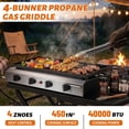 thumbnail image 2 of Ktaxon 4 Burner Propane Griddle Flat Top Gas Grill 40000 BTU Portable Grill with Ceramic Coated Cast Iron Pan,Side Shelves,Wheels, 2 of 7