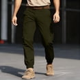 thumbnail image 2 of Work Pants For Men Elastic Waist Baggy Cargo Pants Relaxed Fit Outdoor Ripstop Tactical Hiking Tapered Joggers With Pockets, 2 of 5