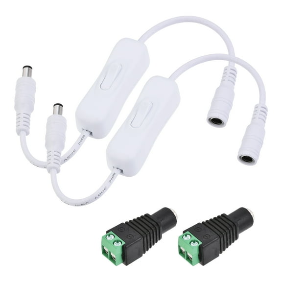 Uxcell DC Cable with Switch and Female Connector 5.5mmx2.1mm for LED Tape White 2 Set