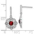 thumbnail image 2 of 925 Sterling Silver Rhodium Plated Red Glass and Clear Cubic Zirconia Vintage Dangle Post Earrings 21.4x12.3mm Wide Dang, 2 of 2