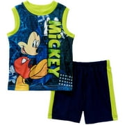 Angle View: Mickey Mouse Newborn Baby Boy Muscle Tank and Short 2 pc Set