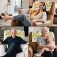 thumbnail image 7 of COEQINE Sofa Headrest Covers Washable PU Leather Recliner Headrest Cover Furniture Slipcover with Adhesive Backed Hook and Loop Straps for Home Decor, 17x27 Inch, Yellow Flower, 7 of 7