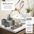 thumbnail image 6 of 8-Piece Grey Bathroom Set - Resin Bathroom Accessories Sets Complete with Shower Curtain and Rugs, Soap Dispenser, Toothbrush Holder, Tumbler & Apothecary Jars, 6 of 16