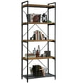 thumbnail image 3 of Sauder Iron City Engineered Wood/Metal 5 Shelf Bookcase in Checked Oak/Black, 3 of 12