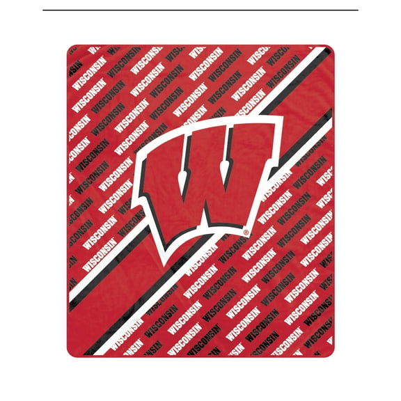 Pegasus Wisconsin Badgers 60" x 70" Diagonal Lined Wordmark Ultra Soft Blanket