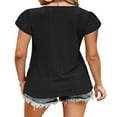 thumbnail image 3 of Loose Fit Tops with Short Sleeve Lace V Neck for Women‘s Summer T-Shirts, 3 of 5
