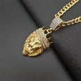 thumbnail image 3 of Hip Hop Lion Head Pendant Necklace Charm 14K Yellow Gold Iced Out Cubic Zircon Animal Necklace For Men Jewelry Gifts, 3 of 7