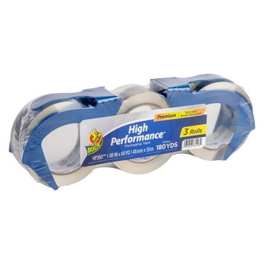 Duck High Performance Packing Tape, 3 Rolls 1.88 in x 60 Yard, 2 Dispensers