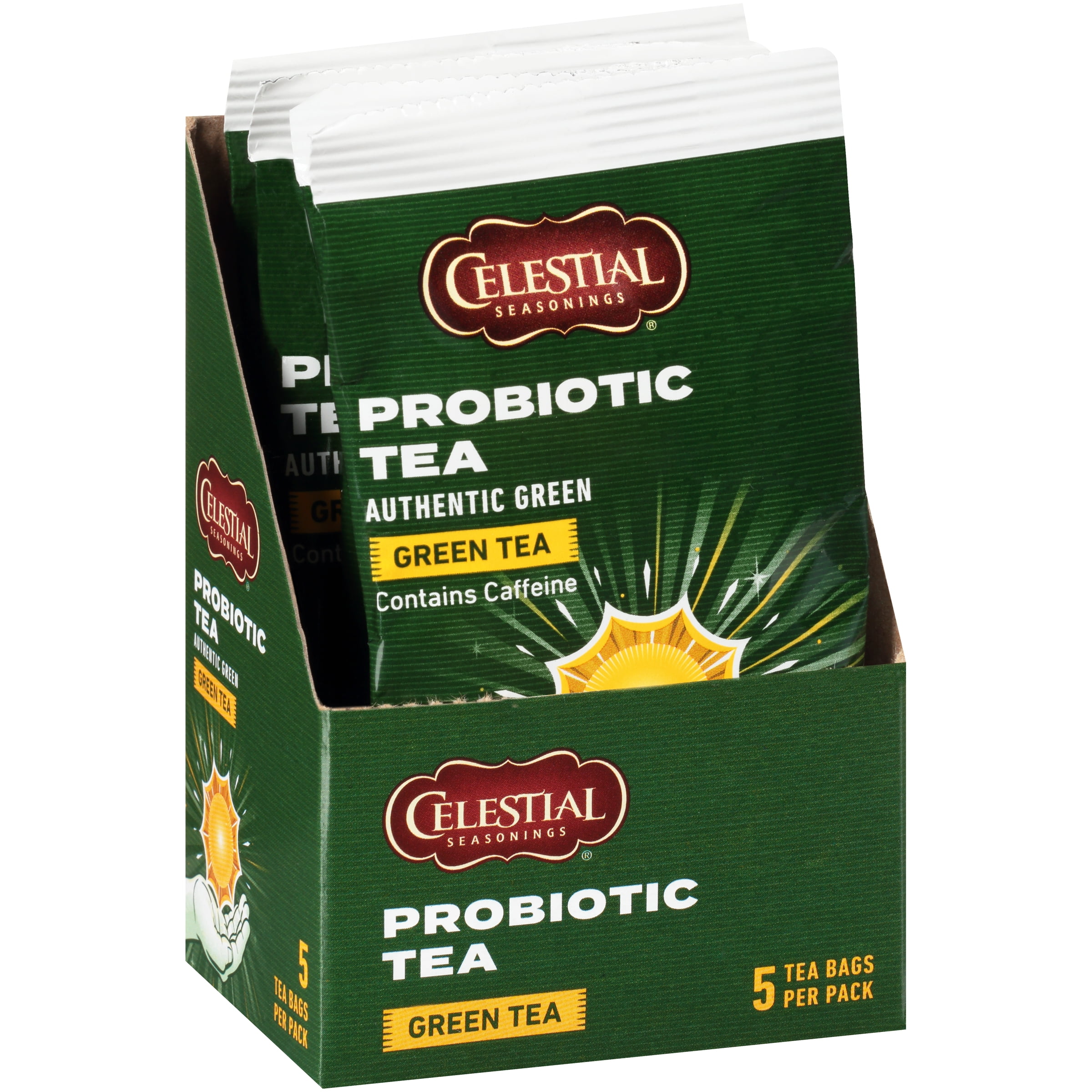 Celestial Seasonings Authentic Probiotic Green Tea Bags, 5 Ct